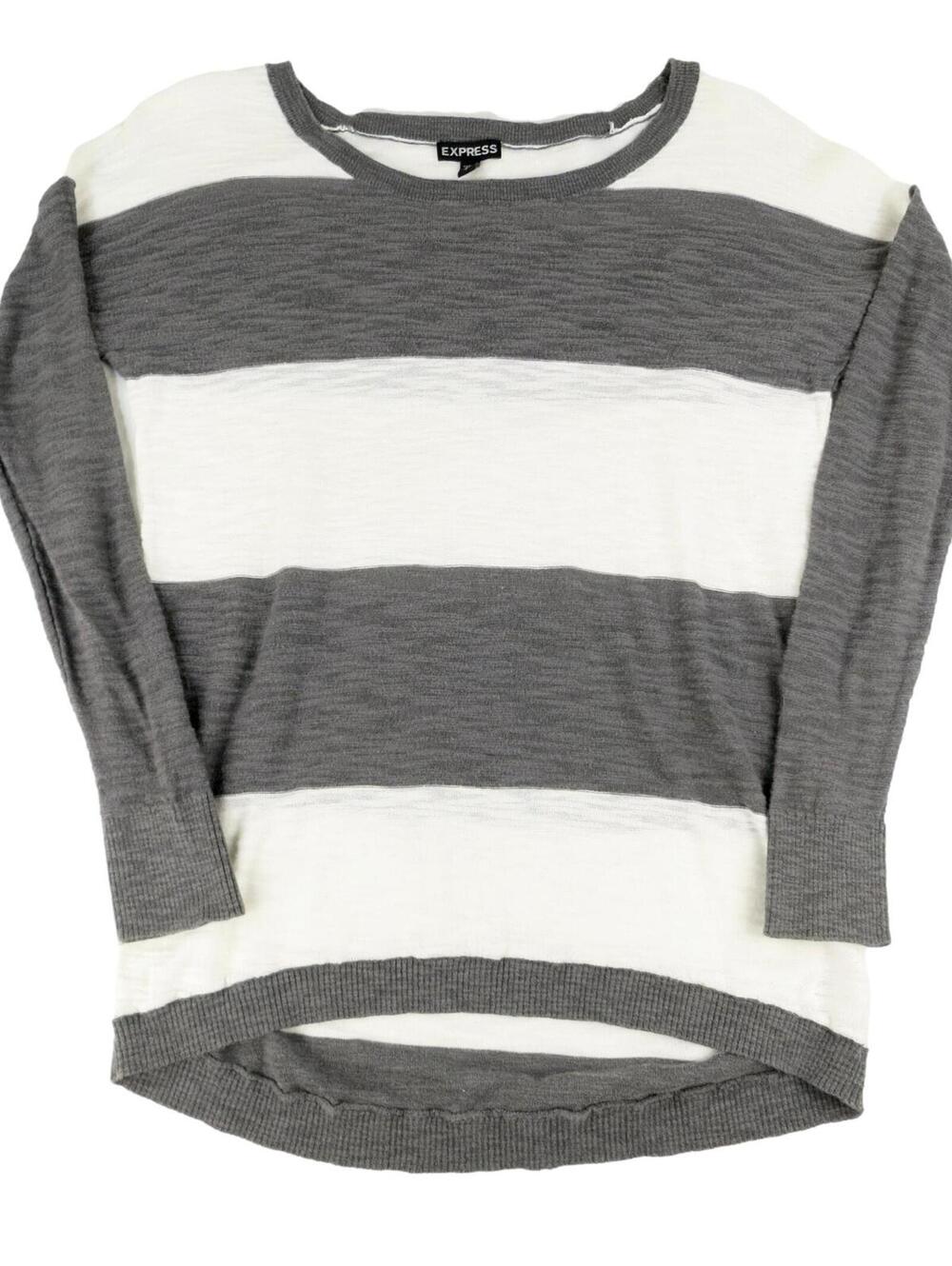 Express Gray and White Striped Lightweight Sweater Size S